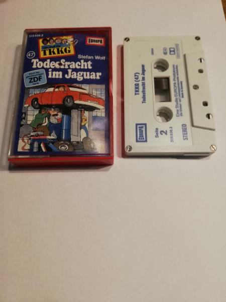 TKKG Folge 47 Todesfracht im Jaguar 5-fach geschraubt Weiß Blau 515836.2 Europa(Cover beschädigt)